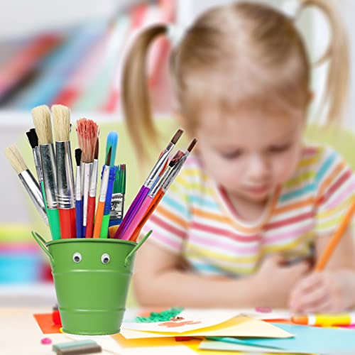 Jiosdo Kids Paint Brushes, 19Pcs Childrens Painting Brushes Set with Paint Palettes, Colorful Paint Brushes for Children Toddlers Beginners, Art Paint Brushes for Watercolor, Oil, Acrylic, Face