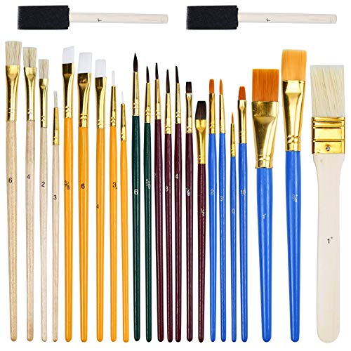 Paint Brush Set 25Pcs All Purpose Paintbrush Sets Paint Accessories with Sponge Foam Paint Brushes for Acrylic Painting,Watercolor,Oil Canvas Boards Adult Kids Artist Drawing Arts Crafts Supplies
