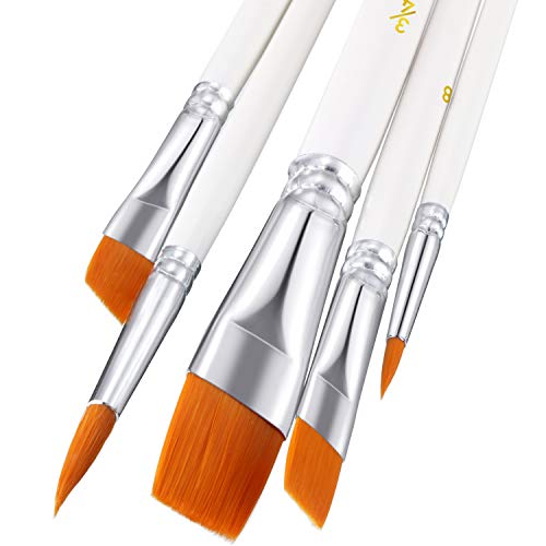 6 Pieces Paint Brush Set Oil Paint Art Brushes Nylon Hair Fine Detail Painting Brushes Pointed Tip Paint Brush for Art Painting, Watercolor, Nail Painting, Miniatures, Artists