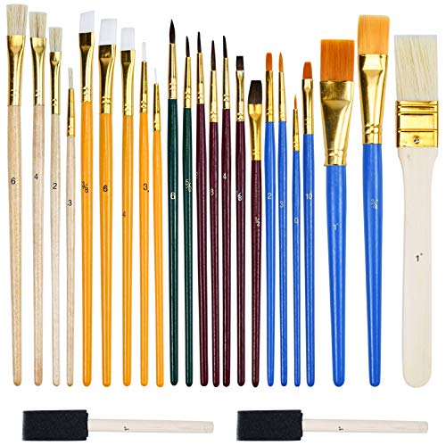 Paint Brush Set 25Pcs All Purpose Paintbrush Sets Paint Accessories with Sponge Foam Paint Brushes for Acrylic Painting,Watercolor,Oil Canvas Boards Adult Kids Artist Drawing Arts Crafts Supplies