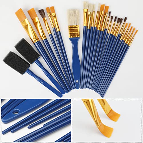 Halobios 25 PCS Paint Brushes Set Acrylic Painting Brushes Professional Watercolor Oil Painting Brush for Kids and Adults