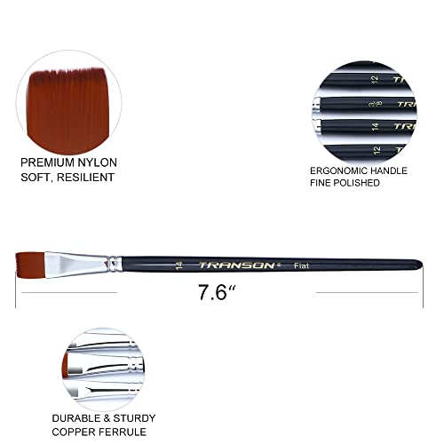 Transon 12pcs Professional Paint Brush Set for Acrylic Watercolor Gouache Ink Rock Craft Face Painting