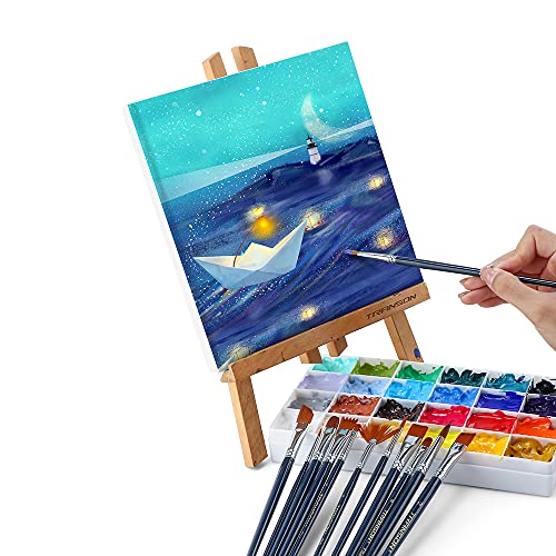 Transon 12pcs Professional Paint Brush Set for Acrylic Watercolor Gouache Ink Rock Craft Face Painting