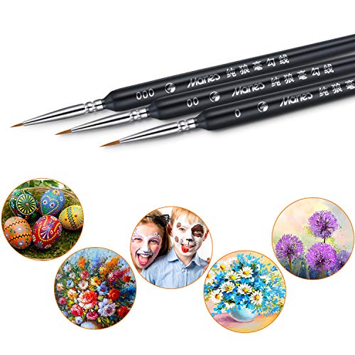 3 Pieces Fine Detail Brushes Watercolor Brushes Set Art Painting Miniature Brushes, 3 Different Sizes for Fine Detailing Art Painting Acrylic Nail Models, Oil Painting Tools