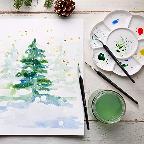 3 Pieces Fine Detail Brushes Watercolor Brushes Set Art Painting Miniature Brushes, 3 Different Sizes for Fine Detailing Art Painting Acrylic Nail Models, Oil Painting Tools