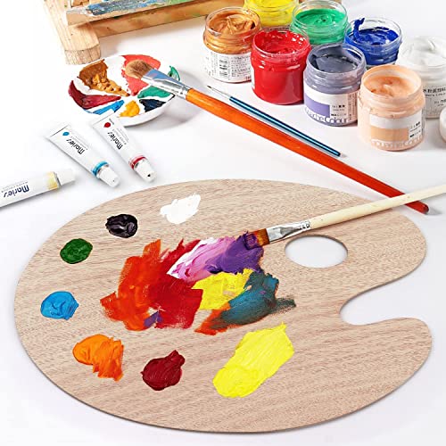 Wooden Paint Palette 2 pack, Oil Paint Palette Oval Shaped Wooden Painting Palette with Thumb Hole for Acrylic Watercolor Oil Paint DIY Art Craft Painting