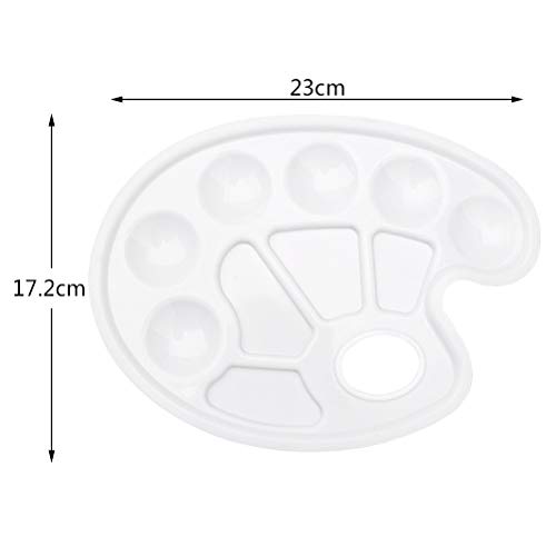 5 Pcs Paint Palette,Mixing Pallet 10 Well White Round Paint Palette with Thumb Hole for Watercolor Acrylic and Oil DIY Craft Professional Art Painting (23 x 17.2cm/9 x 6.7inch)