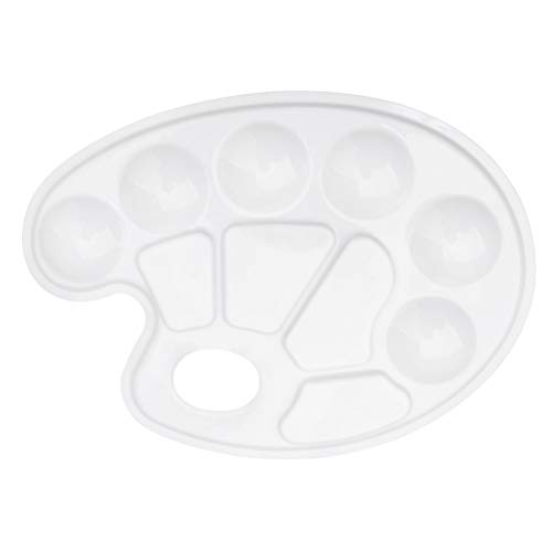 5 Pcs Paint Palette,Mixing Pallet 10 Well White Round Paint Palette with Thumb Hole for Watercolor Acrylic and Oil DIY Craft Professional Art Painting (23 x 17.2cm/9 x 6.7inch)