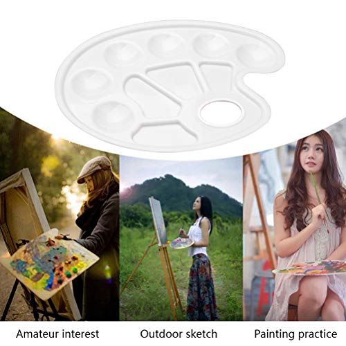 5 Pcs Paint Palette,Mixing Pallet 10 Well White Round Paint Palette with Thumb Hole for Watercolor Acrylic and Oil DIY Craft Professional Art Painting (23 x 17.2cm/9 x 6.7inch)