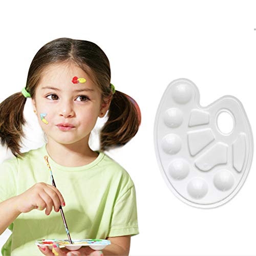 5 Pcs Paint Palette,Mixing Pallet 10 Well White Round Paint Palette with Thumb Hole for Watercolor Acrylic and Oil DIY Craft Professional Art Painting (23 x 17.2cm/9 x 6.7inch)