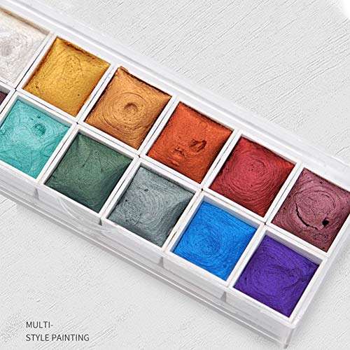 Urstory1 Watercolour Paint Set, 12 Colors Professional Watercolor Kit, Metallic Glitter Art Supplies For Artists