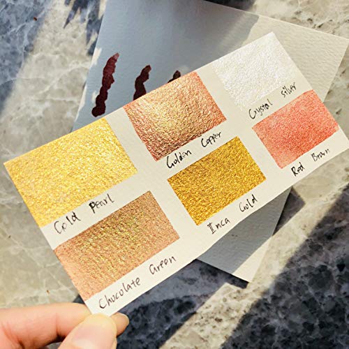 Csy Art Supplies Handmade Watercolours Paint Set - 6 Metallic Colors Half Pans Glitter Solid Water Colour- Metal Case Sparkle Pearlescent Watercolor For Artists, Students & Hobbyists