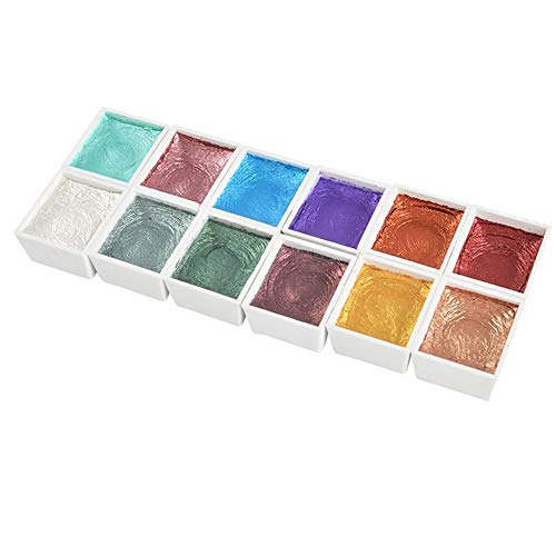Urstory1 Watercolour Paint Set, 12 Colors Professional Watercolor Kit, Metallic Glitter Art Supplies For Artists