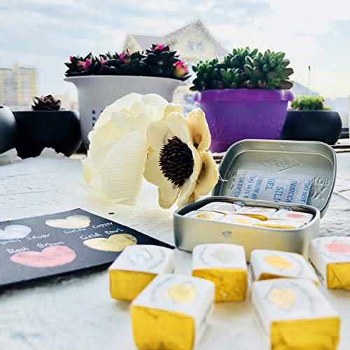 Csy Art Supplies Handmade Watercolours Paint Set - 6 Metallic Colors Half Pans Glitter Solid Water Colour- Metal Case Sparkle Pearlescent Watercolor For Artists, Students & Hobbyists