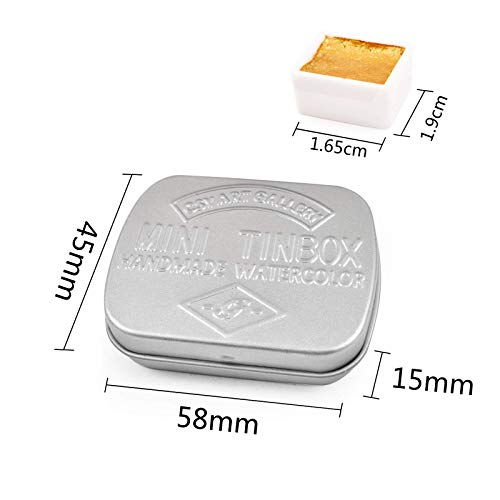 Csy Art Supplies Handmade Watercolours Paint Set - 6 Metallic Colors Half Pans Glitter Solid Water Colour- Metal Case Sparkle Pearlescent Watercolor For Artists, Students & Hobbyists