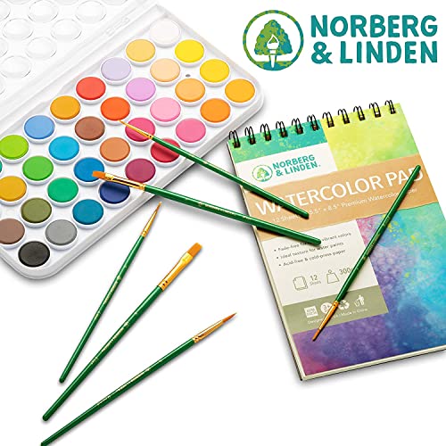 Watercolor Paint Set - 36 Premium Paints - 12 Page Pad - 6 Brushes - Painting Supplies with Palette, Watercolors, Art Pad Paper and Artist Brushes