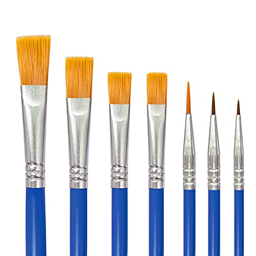 OWill 7PCS Paint Brush Set for Watercolor Painting, Oil Painting, Acrylic Painting, Rock Painting, Face Painting, Body Painting & Crafts