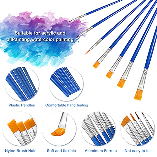 OWill 7PCS Paint Brush Set for Watercolor Painting, Oil Painting, Acrylic Painting, Rock Painting, Face Painting, Body Painting & Crafts