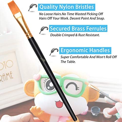 Vicloon 10Pcs Paint Brushes, Professional Painting Brushes Set Nylon Hair Artist Paint Brushes for Acrylic Oil Watercolor Gouache Face Painting