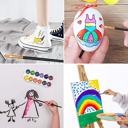 Vicloon 10Pcs Paint Brushes, Professional Painting Brushes Set Nylon Hair Artist Paint Brushes for Acrylic Oil Watercolor Gouache Face Painting