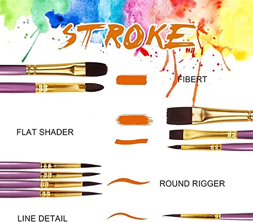 Paint Brushes Set 10 PCS Nylon Hair Paint Brushes for Acrylic Oil Watercolor Gouache Painting Face Paint Brushes for Children and Adults