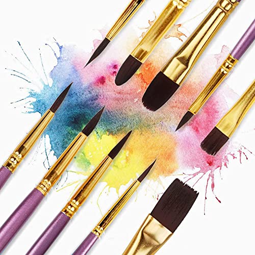 Paint Brushes Set 10 PCS Nylon Hair Paint Brushes for Acrylic Oil Watercolor Gouache Painting Face Paint Brushes for Children and Adults