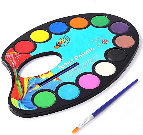 Watercolour Paint Set, Paint Blocks for Children,12 Colors Watercolor Block Perfect for Kids, Art Supplies for Beginners