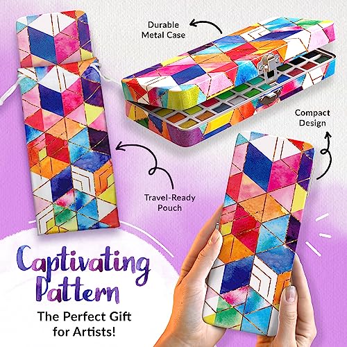 Funcils Watercolour Paint Set - Water Colour Paints Sets for Adults, Beginners | 50 Artist Quality Professional Watercolour Paints - Travel Watercolour Set, Painting Art Supplies, Kids Paint Set