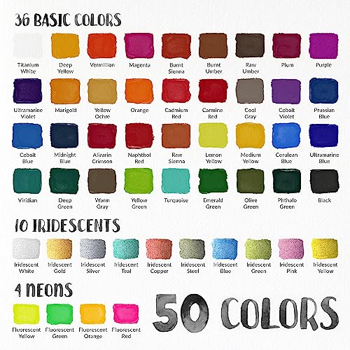 Funcils Watercolour Paint Set - Water Colour Paints Sets for Adults, Beginners | 50 Artist Quality Professional Watercolour Paints - Travel Watercolour Set, Painting Art Supplies, Kids Paint Set