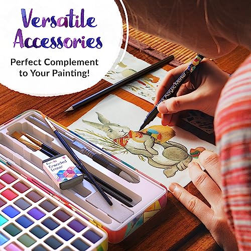 Funcils Watercolour Paint Set - Water Colour Paints Sets for Adults, Beginners | 50 Artist Quality Professional Watercolour Paints - Travel Watercolour Set, Painting Art Supplies, Kids Paint Set