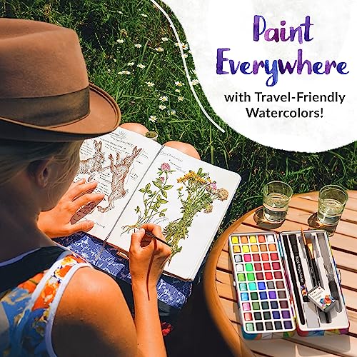 Funcils Watercolour Paint Set - Water Colour Paints Sets for Adults, Beginners | 50 Artist Quality Professional Watercolour Paints - Travel Watercolour Set, Painting Art Supplies, Kids Paint Set