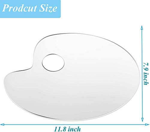 2 Pieces Clear Acrylic Paint Palette Mixing Oval Shaped Non-Stick Oil Paint Palette Thumb Hole Artist Painting Palettes for DIY Art Craft Painting