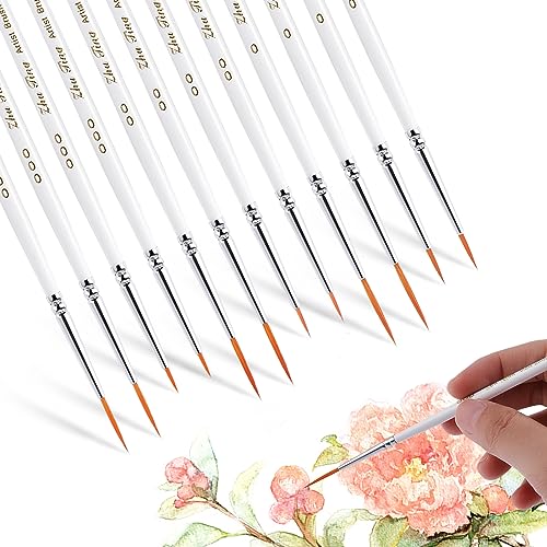 cobee 12Pcs Paint brushes, Detail Fine Nylon Paint Brushes Micro Mini Tiny Artist Paintbrush Set for Kids Students Artists Detail Painting Oil Fine Art Painting