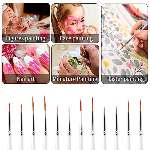 cobee 12Pcs Paint brushes, Detail Fine Nylon Paint Brushes Micro Mini Tiny Artist Paintbrush Set for Kids Students Artists Detail Painting Oil Fine Art Painting