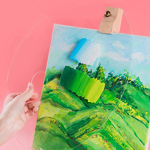 2 Pieces Clear Acrylic Paint Palette Mixing Oval Shaped Non-Stick Oil Paint Palette Thumb Hole Artist Painting Palettes for DIY Art Craft Painting