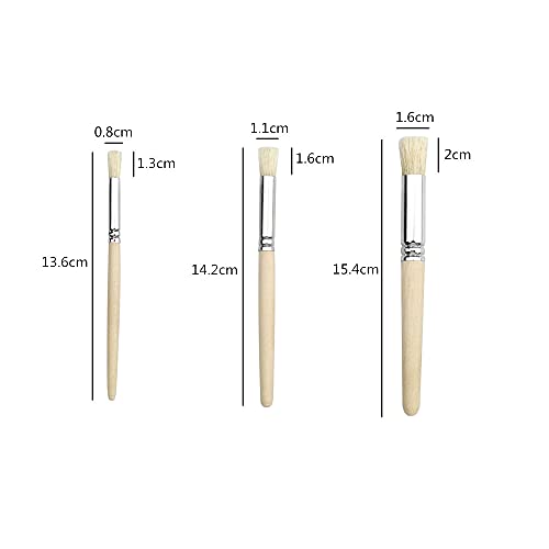 6 Pcs Natural Bristle Paint Brushes Wooden Stencil Brush Paint Template Brush Art Painting Brushes for Watercolor Painting Oil Painting Card Making DIY Art Crafts Project
