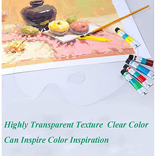 2 Pieces Clear Acrylic Paint Palette Mixing Oval Shaped Non-Stick Oil Paint Palette Thumb Hole Artist Painting Palettes for DIY Art Craft Painting
