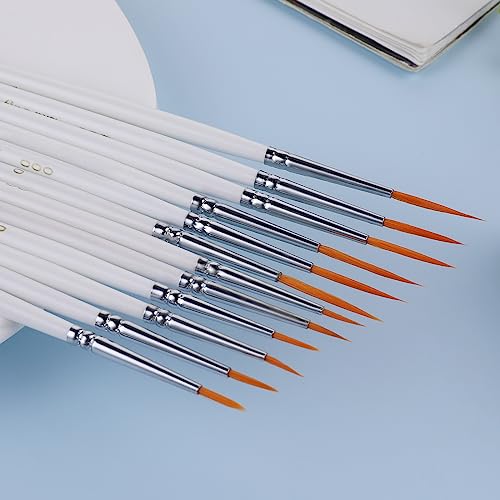 cobee 12Pcs Paint brushes, Detail Fine Nylon Paint Brushes Micro Mini Tiny Artist Paintbrush Set for Kids Students Artists Detail Painting Oil Fine Art Painting