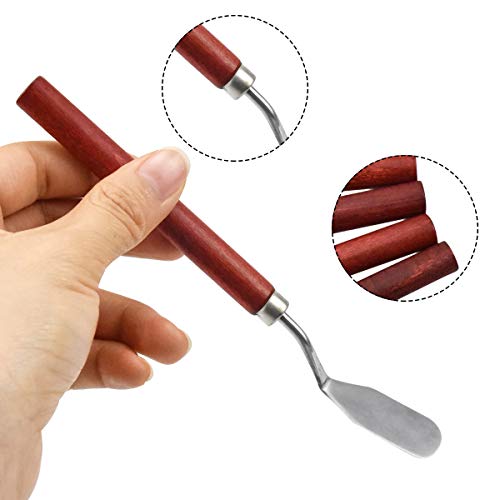 NATUCE Wood Palette Knife Painting Tools, Stainless Steel Oil Painting Mixing Scraper, Painting Knife Set, Paint Oil Painting Accessories Art Artist Oil Painting Spatula Mixing Spatula