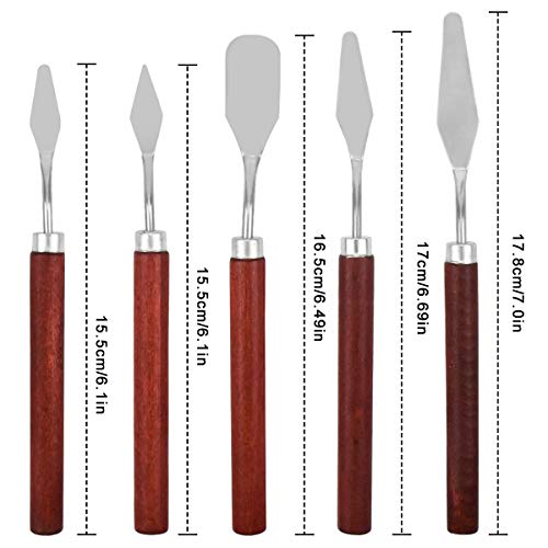 NATUCE Wood Palette Knife Painting Tools, Stainless Steel Oil Painting Mixing Scraper, Painting Knife Set, Paint Oil Painting Accessories Art Artist Oil Painting Spatula Mixing Spatula