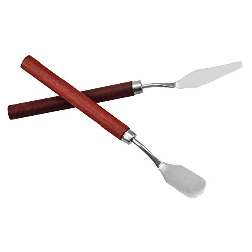 NATUCE Wood Palette Knife Painting Tools, Stainless Steel Oil Painting Mixing Scraper, Painting Knife Set, Paint Oil Painting Accessories Art Artist Oil Painting Spatula Mixing Spatula