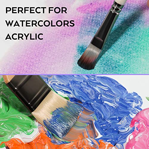 Nicpro 25PCS Paint Brush Set, Professional Enhanced Synthetic Artist Paint Brushes for Art Supplies, Acrylic, Watercolour, Oil & Gouache Painting - with Case Canvas Roll and Palette Knife