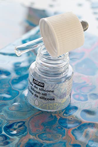Pébéo - Studio Acrylics - Silicone Oil - Pouring Auxiliary for Acrylic Painting - Flow Techniques, Pouring and Cell Formation - Dropping Glass Bottle for Optimal Dosage - 1x Bottle 45 ml, Transparent