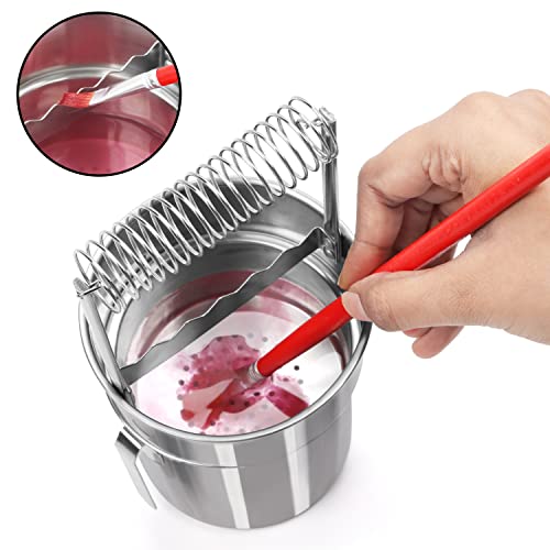 Kurtzy Stainless Steel Paint Brush Cleaner Washer - Leak Proof Portable Double Layer Artist Brush Cleaner with Wash Tank, Removable Filter Screen and Holder Spring - For Oil Art Painting