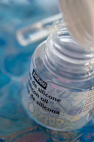 Pébéo - Studio Acrylics - Silicone Oil - Pouring Auxiliary for Acrylic Painting - Flow Techniques, Pouring and Cell Formation - Dropping Glass Bottle for Optimal Dosage - 1x Bottle 45 ml, Transparent