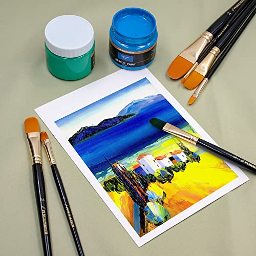 7 Pcs Paint Brushes, Miniature Paint Brush Set For Art. Flat Tip Paint Brushes for Oil, Acrylic Painting, Watercolour, Model, Drawing, Face Paint Brushes Perfect for Artist and Beginner