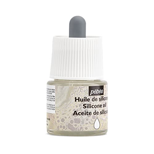 Pébéo - Studio Acrylics - Silicone Oil - Pouring Auxiliary for Acrylic Painting - Flow Techniques, Pouring and Cell Formation - Dropping Glass Bottle for Optimal Dosage - 1x Bottle 45 ml, Transparent
