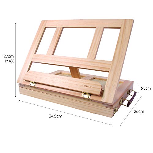 Mixed Media Art Set - Complete Easel Painting Kit with Wood Desk Top Easel Box Includes Acrylic Paints, 3 Canvas Boards, Oil Pastels, Desktop Art Supplies Gift for Beginner Artists, Kids, Adults