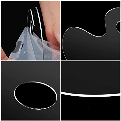 Clear Acrylic Paint Palette, Transparent Oval Non-Stick Oil Paint Palette for Watercolor, Gouache, Oil Painting, Art Paint Tray with Protective Film (11.8 x 7.9 inches)