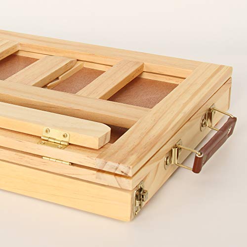 Mixed Media Art Set - Complete Easel Painting Kit with Wood Desk Top Easel Box Includes Acrylic Paints, 3 Canvas Boards, Oil Pastels, Desktop Art Supplies Gift for Beginner Artists, Kids, Adults